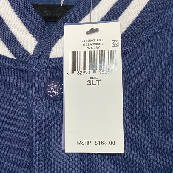 Polo Ralph Lauren Mens 3XLT Bomber Jacket Navy Gray Cotton Blend Streetwear NWT - Picture 5 of 7